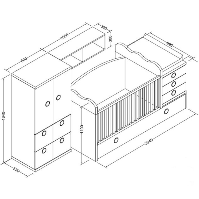 Fabricantes Muebles Juveniles - J.Gorbe - Dormitorio Cuna Composición 31