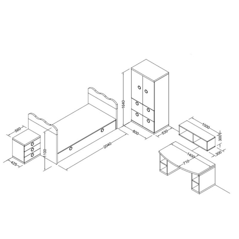 Fabricantes Muebles Juveniles - J.Gorbe - Dormitorio Cuna Composición 31